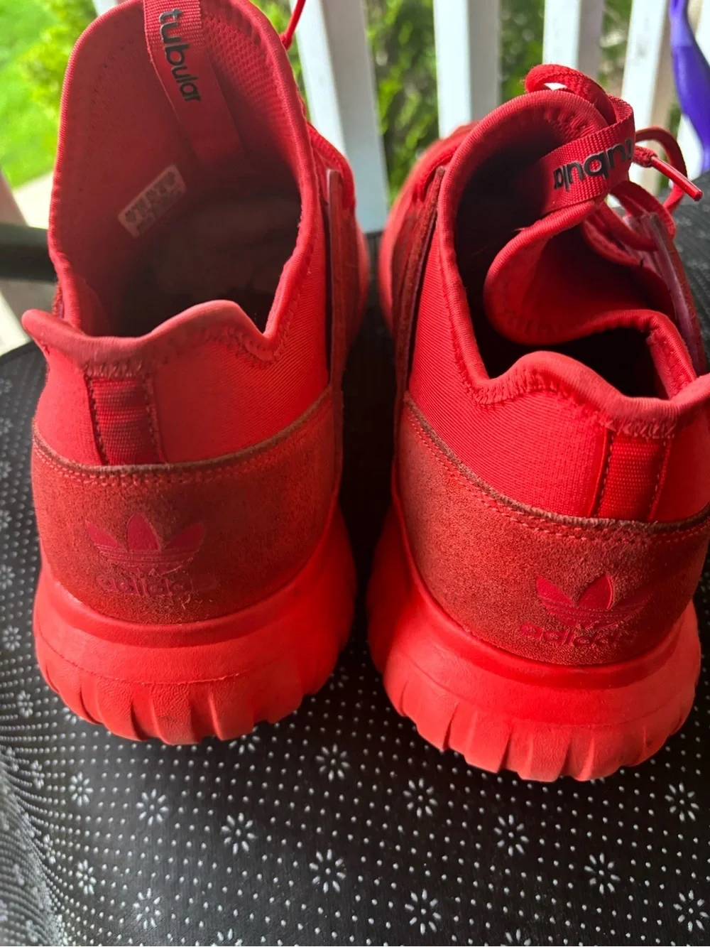 adidas Red Knit Lace-Up Athletic Shoes